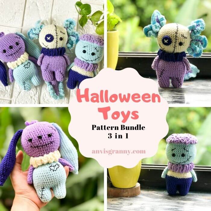Seamless Halloween amigurumi doll crochet pattern - spooky crocheted toy pattern17