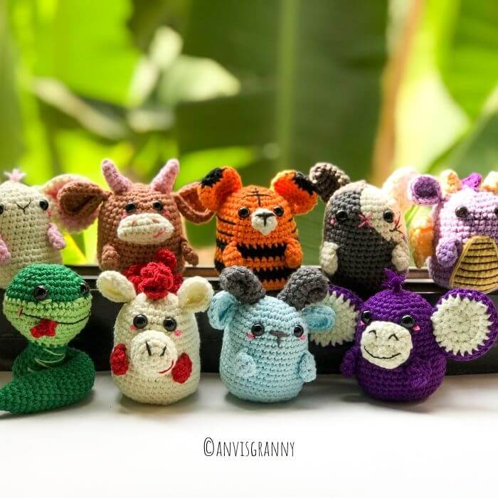 Chinese zodiac animal amigurumi crochet patterns for beginners