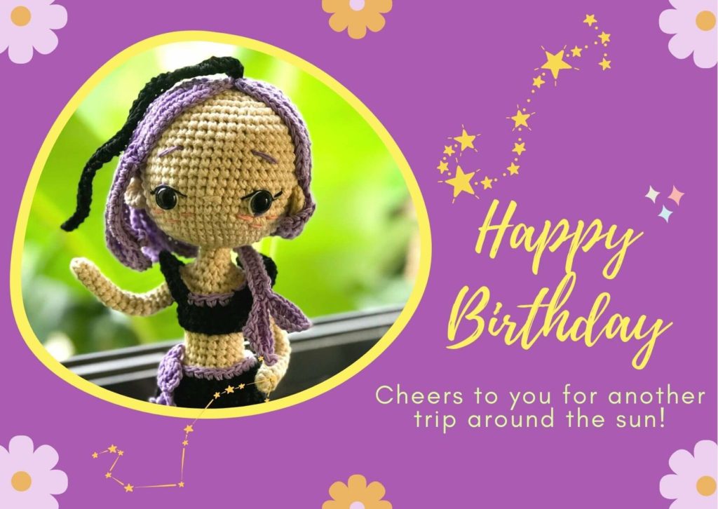 Crochet Scorpio Zodiac sign birthday card