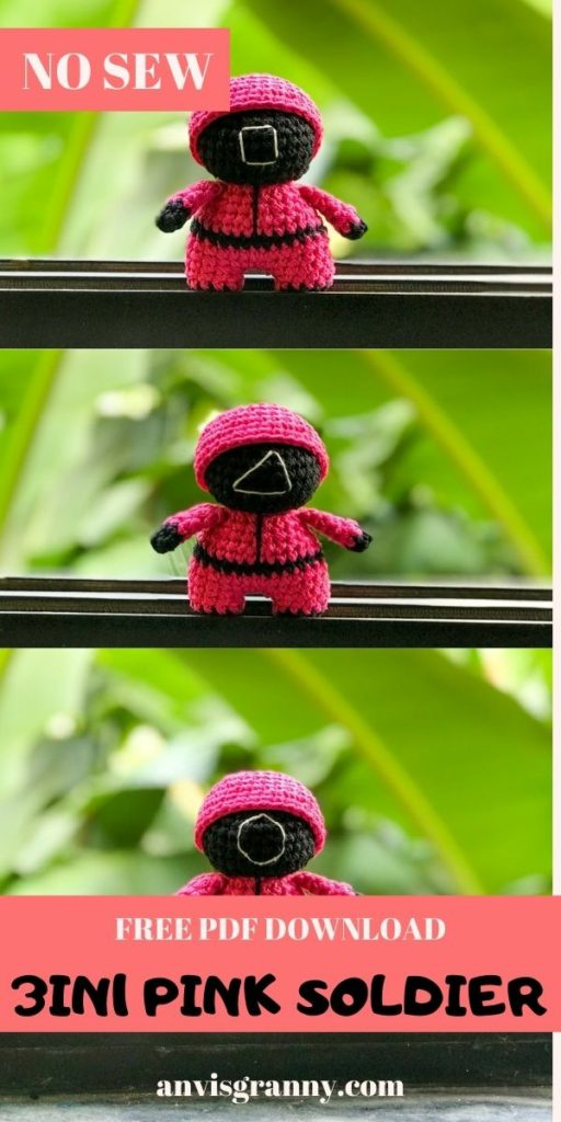 how to crochet the squid game pink solders amigurumi toys