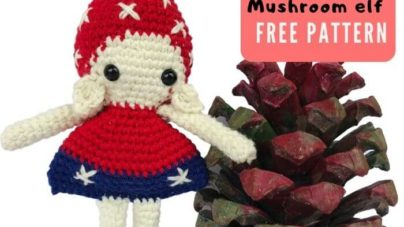 Christmas Mushroom elf ornament amigurumi crochet pattern free