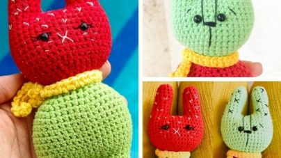 crochet two headed bunny amigurumi toy