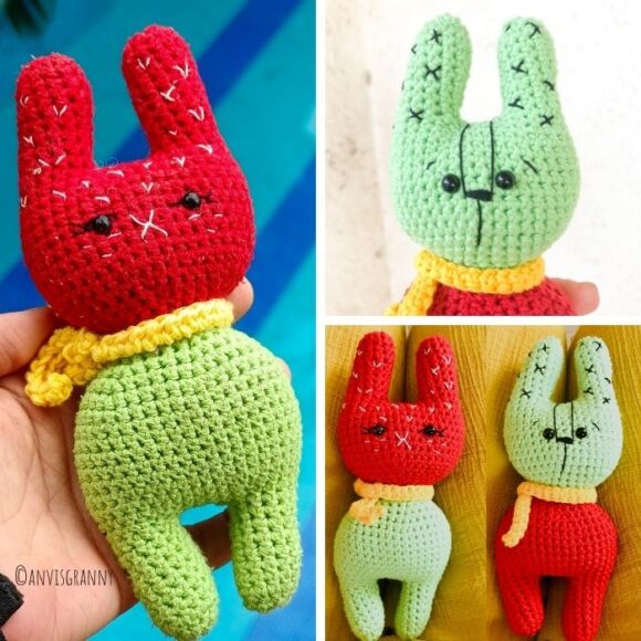 No-sew Quick and Easy Crochet Two-Headed Bunny Pattern Amigurumi
