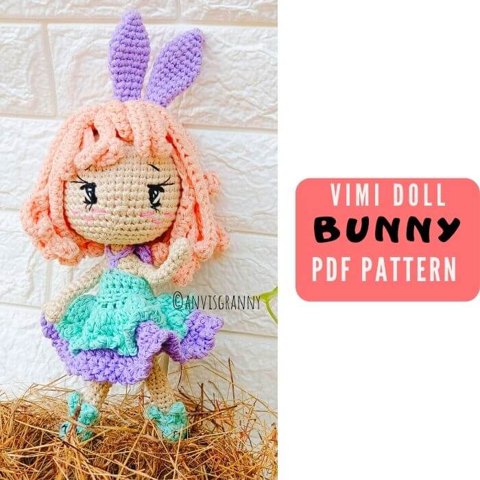 Vimi Girl Doll In Easter Bunny Rabbit Outfit – No Sewing Amigurumi Crochet Pattern