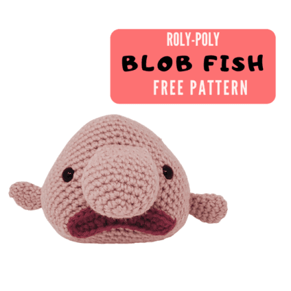 no-sew and free blobfish amigurumi crochet pattern for beginners