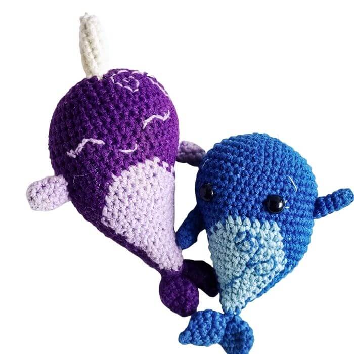 Whale and narwhal easy amigurumi pattern for beginners