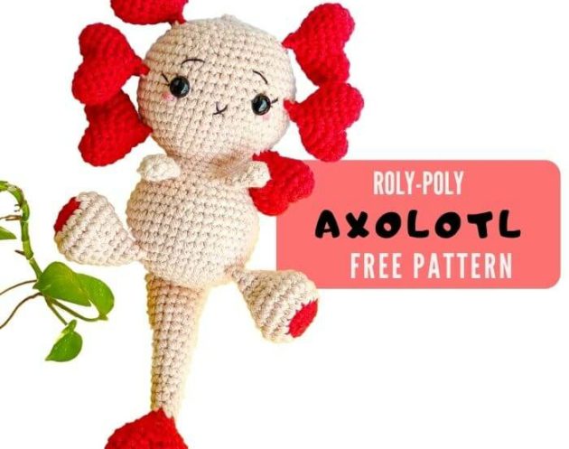no-sew valentine axolotl free amigurumi pattern
