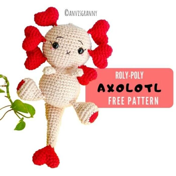 No-Sew Crochet Valentine Axolotl Amigurumi Free Pattern For Beginners