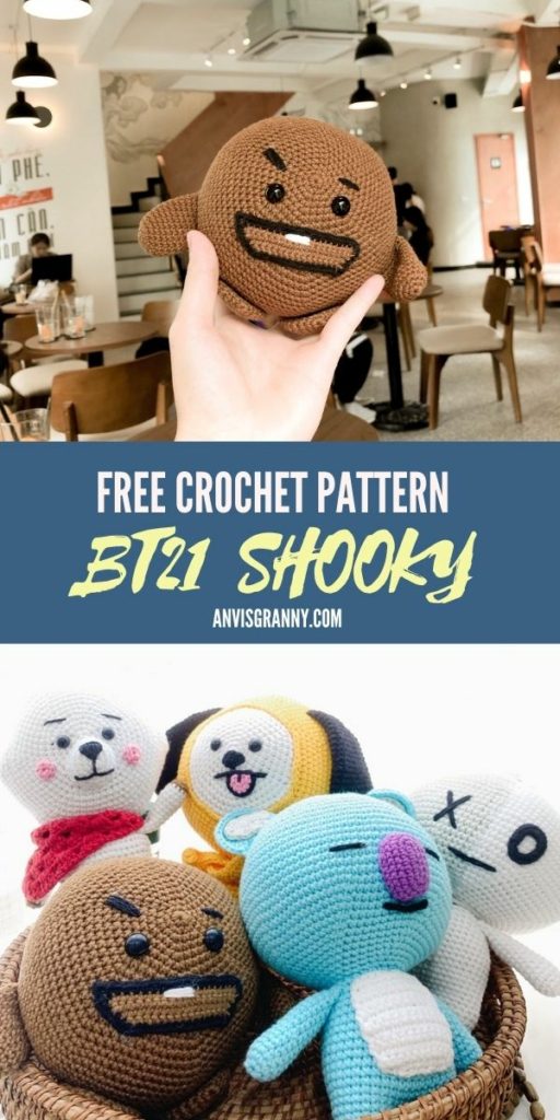 bt21 shooky amigurumi free pattern