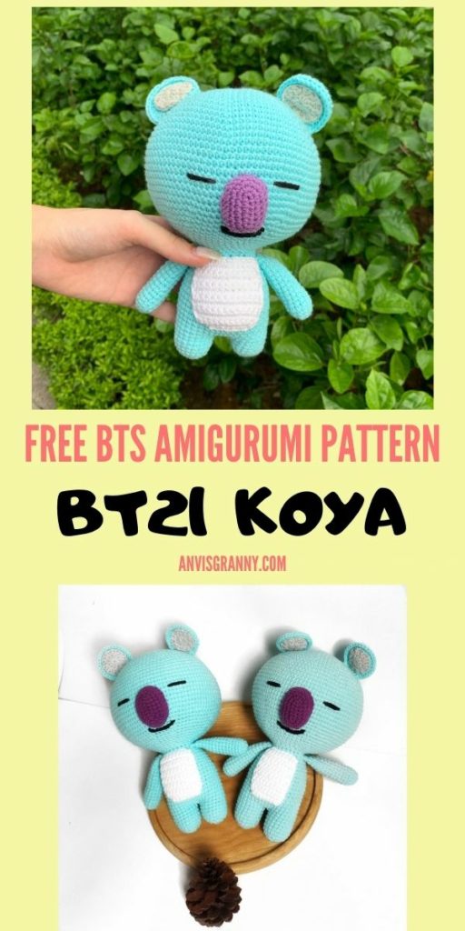 Koya Crochet, Crochet BT21 Koya Amigurumi FREE Pattern Toy