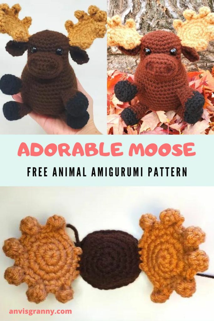 Amigurumi Moose free Pattern, Roly Poly Amigurumi Moose Free Pattern &#8211; No Sew Amigurumi Pattern 