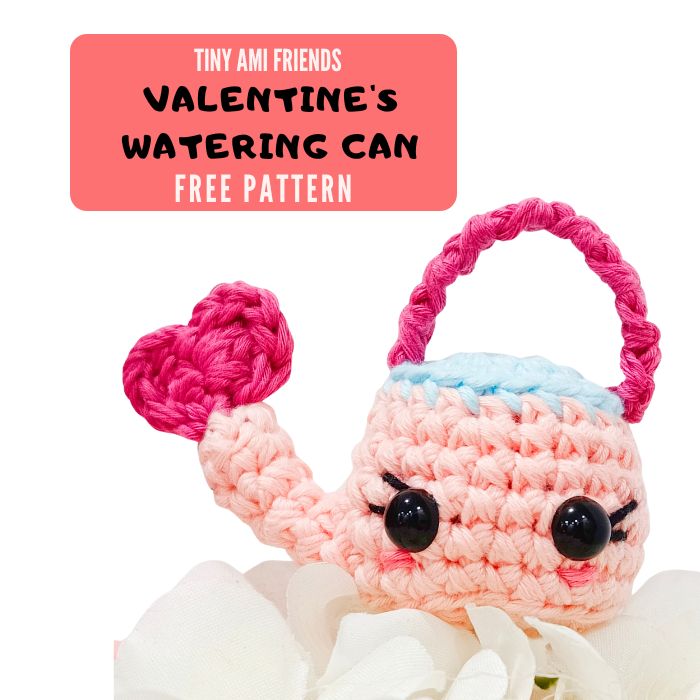 crochet watering can, No-Sew Mini Crochet Watering Can FREE Pattern For Valentine&#8217;s