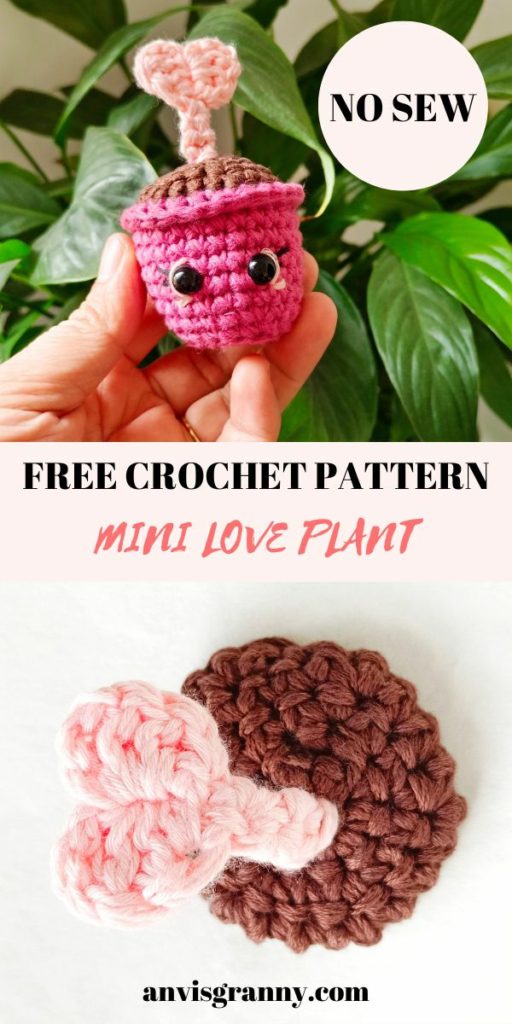 Crochet heart plant, Crochet Heart Plant Amigurumi &#8211; No-sew Mini Valentine FREE Pattern