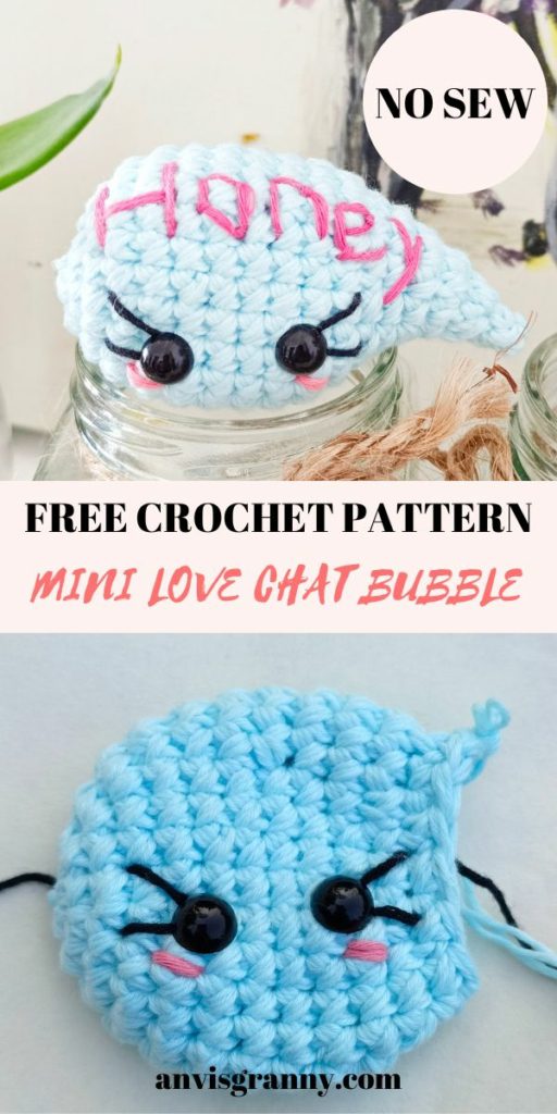 Crochet chat bubble, Crochet Chat Bubble Amigurumi &#8211; No-sew Mini Valentine FREE Pattern