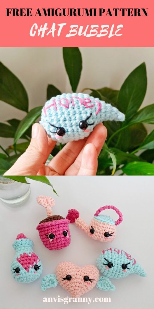 Crochet chat bubble, Crochet Chat Bubble Amigurumi &#8211; No-sew Mini Valentine FREE Pattern