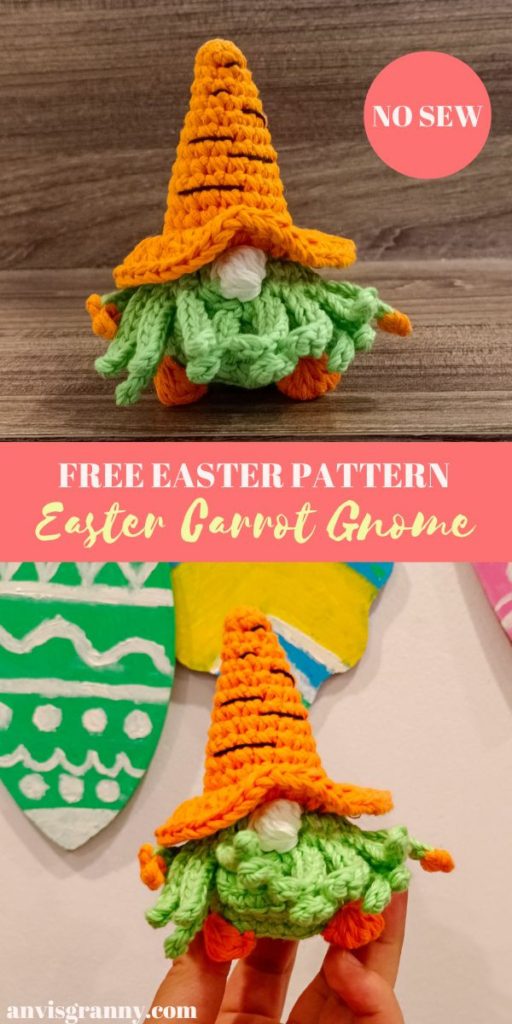 Crochet Gnome Carrot Amigurumi Pattern for beginners