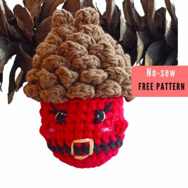 Santa Crochet Pinecone Pattern Free – No sew Christmas Amigurumi Ornament
