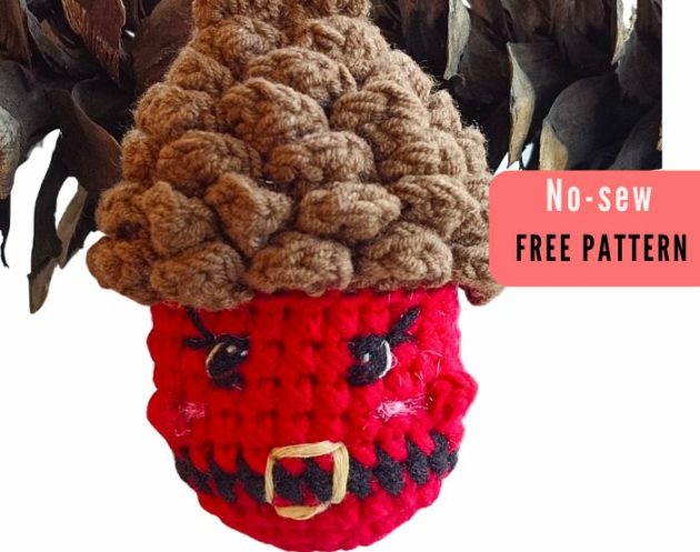 No sew Santa pinecone crochet pattern