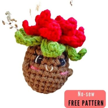 Free Crochet Poinsettia Pattern – No sew Christmas Ornament