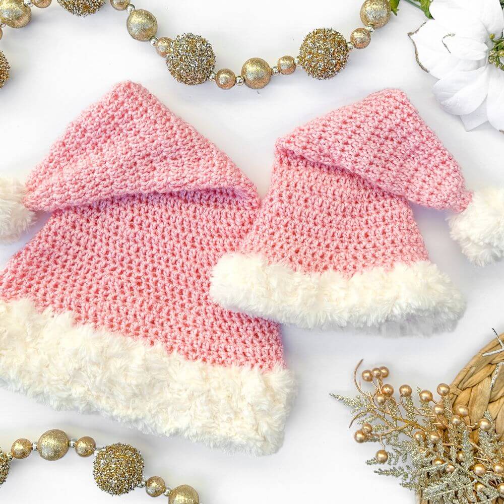 Day 15 - Santa Hat Christmas crochet patterns for mother and daughter